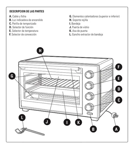 Horno Eléctrico De Mesa Ultracomb Uc-50c Rojo 50lts Convección - Image 3