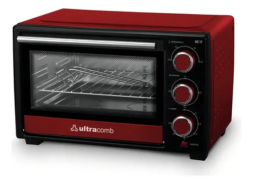 Horno Eléctrico De Mesa Ultracomb Uc-17 17litros Color Rojo/negro 1280w Con Bandeja Y Rejilla