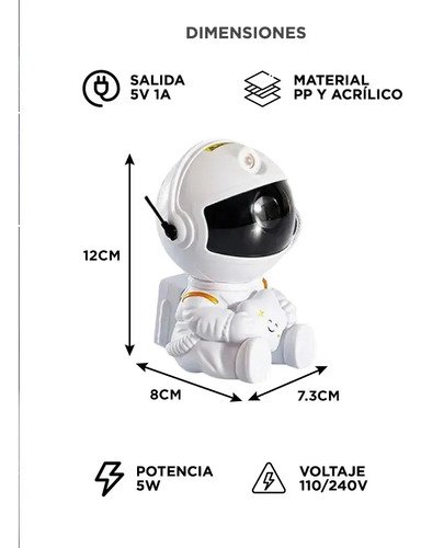 Proyector Lámpara Astronauta Galaxia Gadnic 7 Colores Led 5w Blanco - Image 6