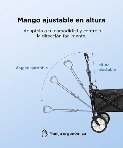 Carro Plegable Gadnic Aluminio Hasta 45 Kg Reforzado Compras Multiuso Camping Playa Negro - Image 5