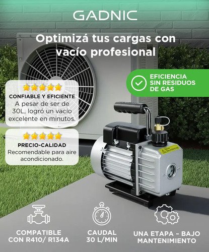 Bomba De Vacío Gadnic Hrt-0.5a 124w 30l Refrigeración 1 Etapa Aire Acondicionado Cfm - Image 2